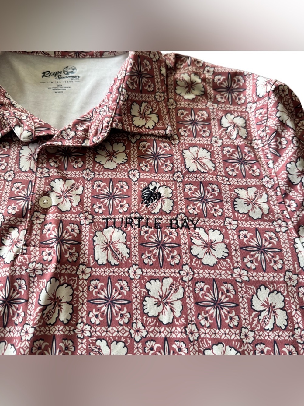 Reyn Spooner Polo Shirt Men's XXL Pua Patchwork Hawaiian Golf Athleisure Casual - Picture 4 of 5